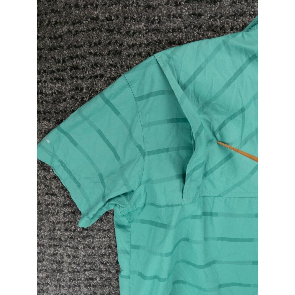 Columbia Shirt Mens XL Green Striped Short Sleeve Vented Omni Shade Outdoors - Picture 10 of 12